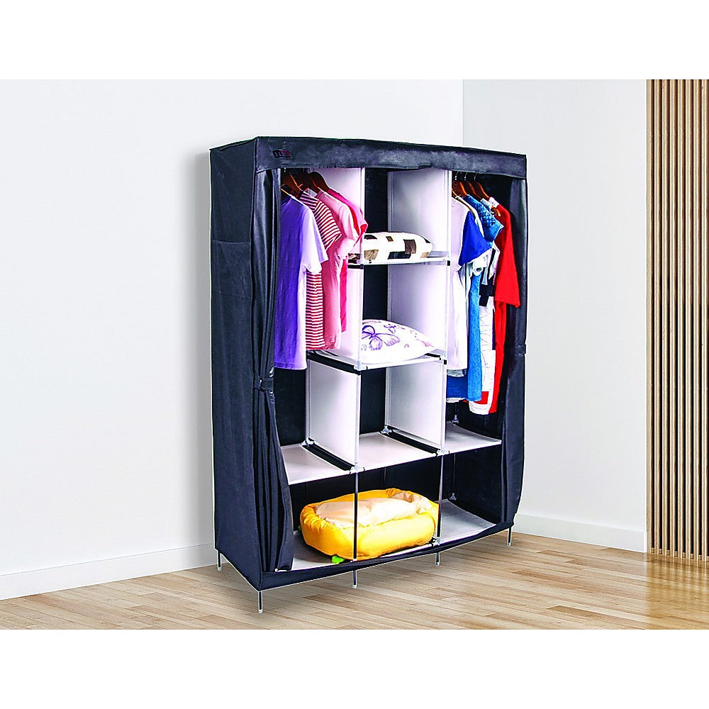 Large Portable Clothes Closet Canvas Wardrobe Storage Organizer with Shelves