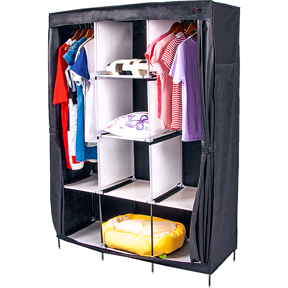 Large Portable Clothes Closet Canvas Wardrobe Storage Organizer with Shelves