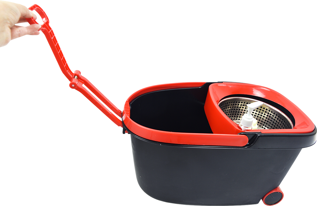 Spin Rotating Mop and Bucket Set with Wheels and 4 Microfibre Mop Heads