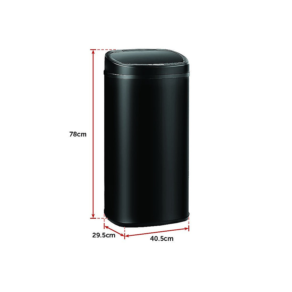 68L Motion Sensor Bin Automatic Stainless Steel Kitchen Rubbish Trash - Black
