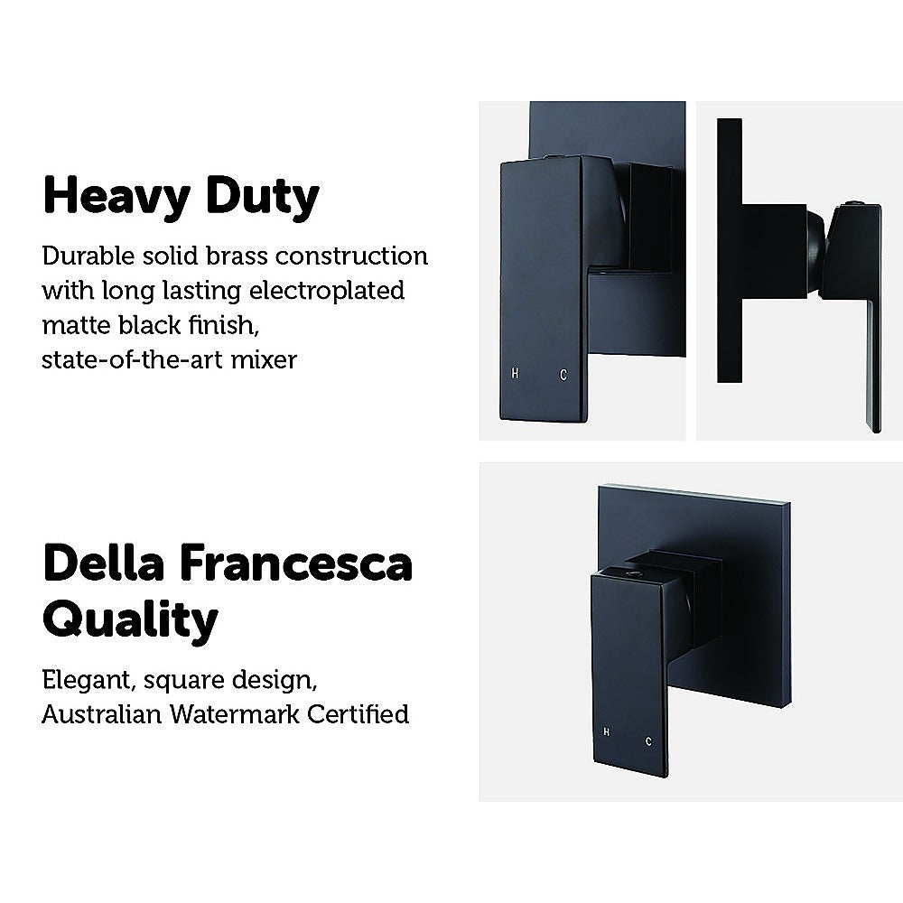 Polished Black Bathroom Shower Wall Mixer w/ WaterMark