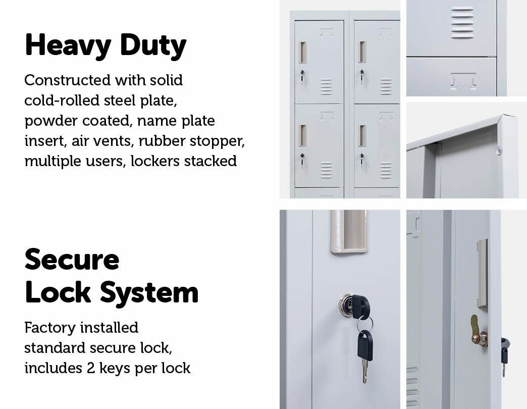 Standard locks 12 Door Locker for Office Gym - Light Grey