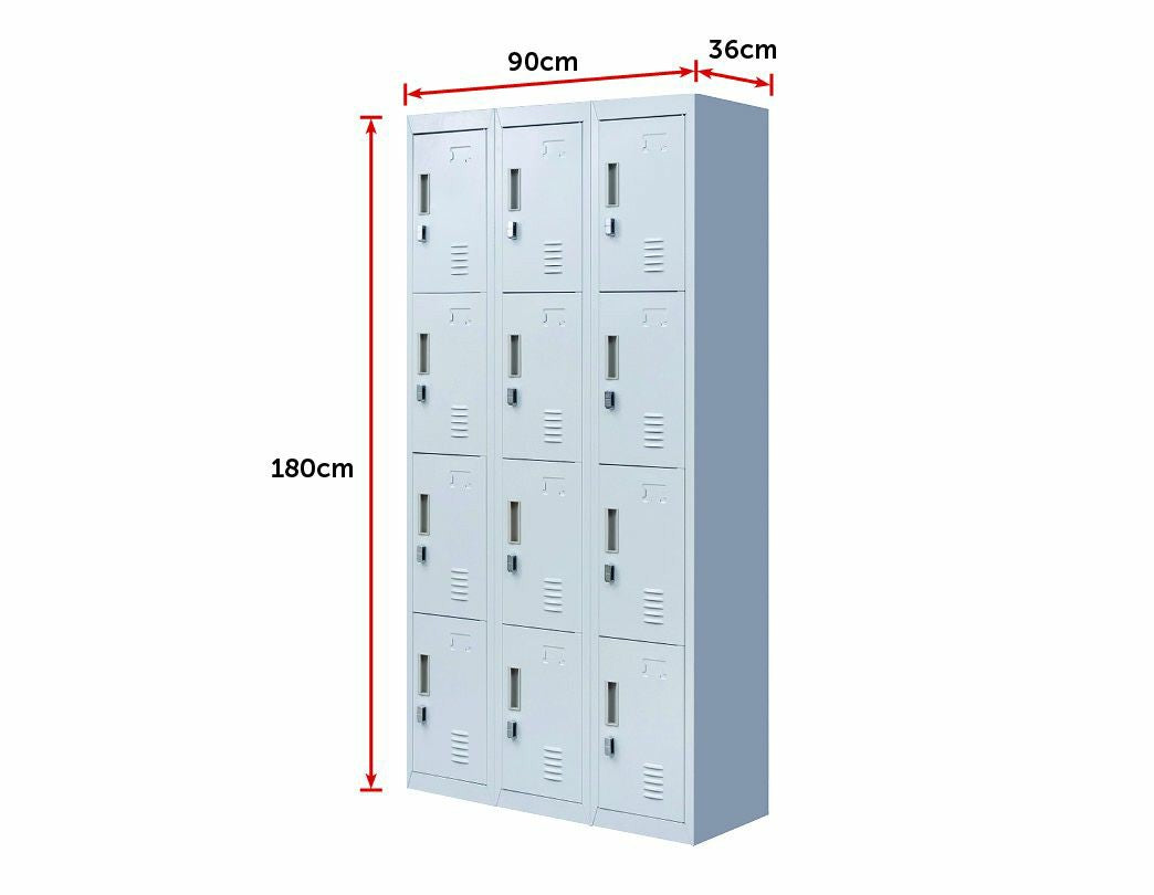 Padlock-operated lock 12 Door Locker for Office Gym - Light Grey