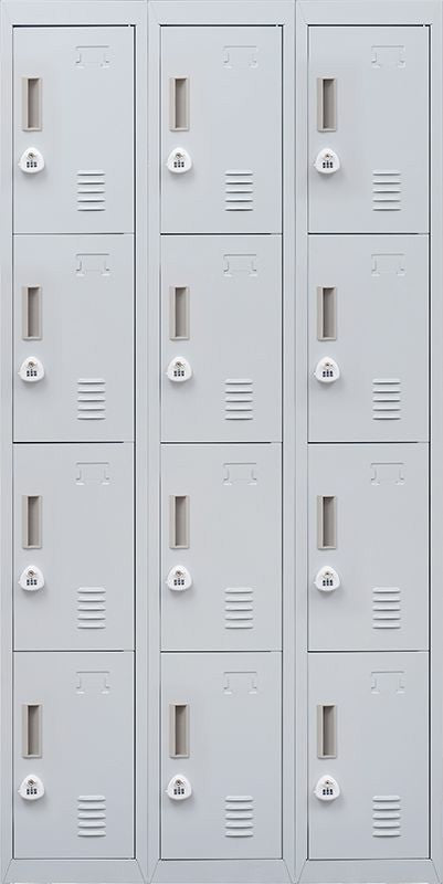 3-Digit Combination Lock 12 Door Locker for Office Gym - Light Grey