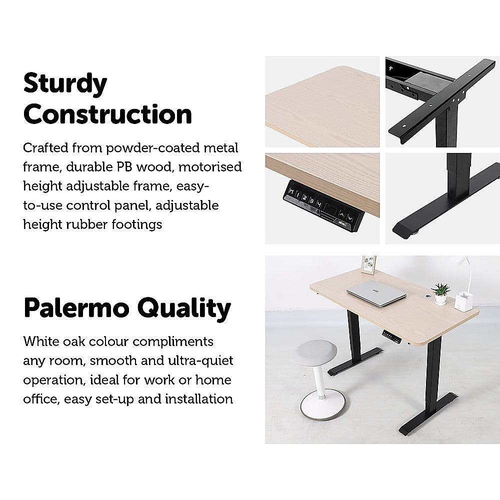 Palermo Standing Desk Sit Stand Height Adjustable Motorised 120cm Table Dual Motor