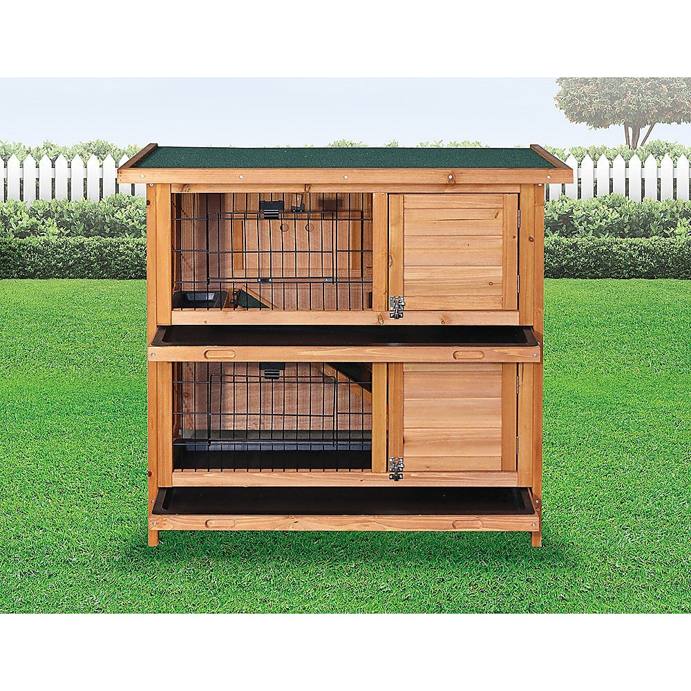 Large Rabbit Hutch with BASE Chicken Coop 2 Storey Guinea Pig Pet Cage House
