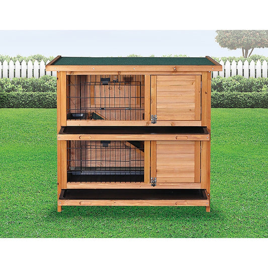 Large Rabbit Hutch with BASE Chicken Coop 2 Storey Guinea Pig Pet Cage House
