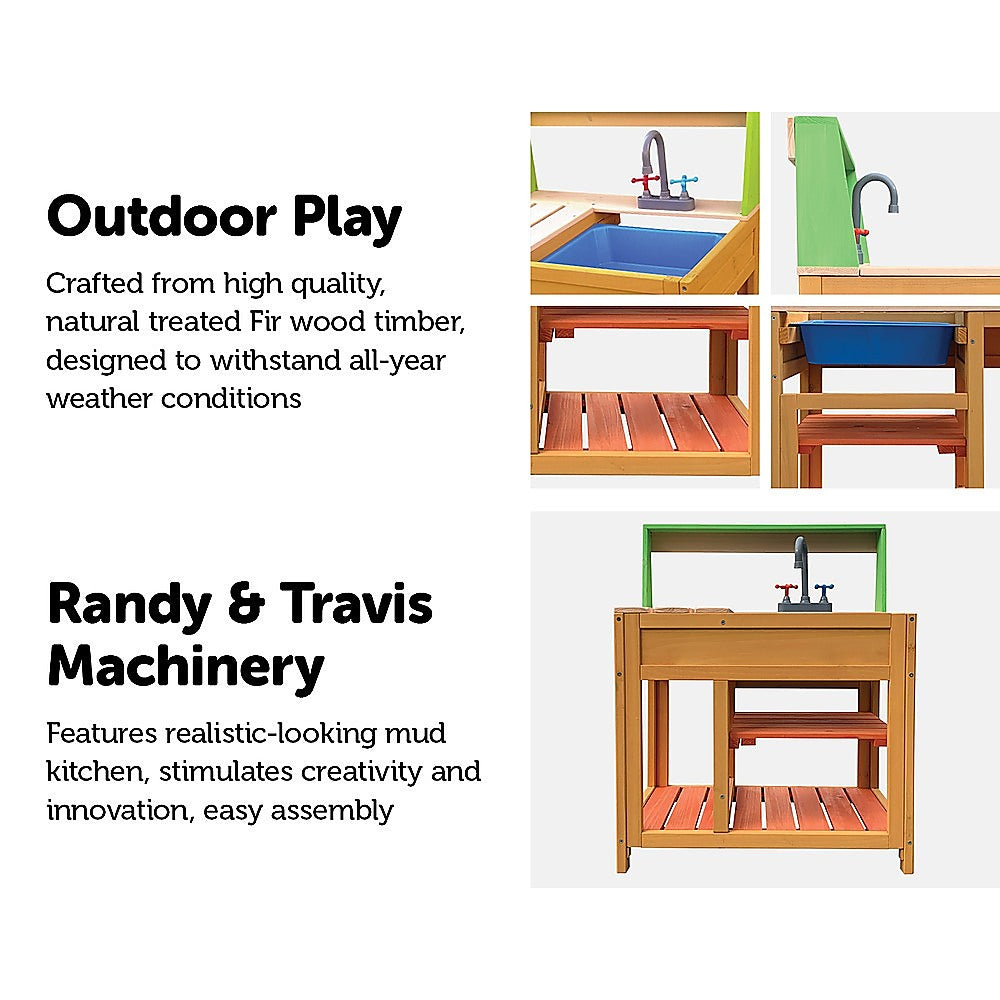 Children’s Outdoor Play Mud Kitchen Sand Pit with Display Shelf