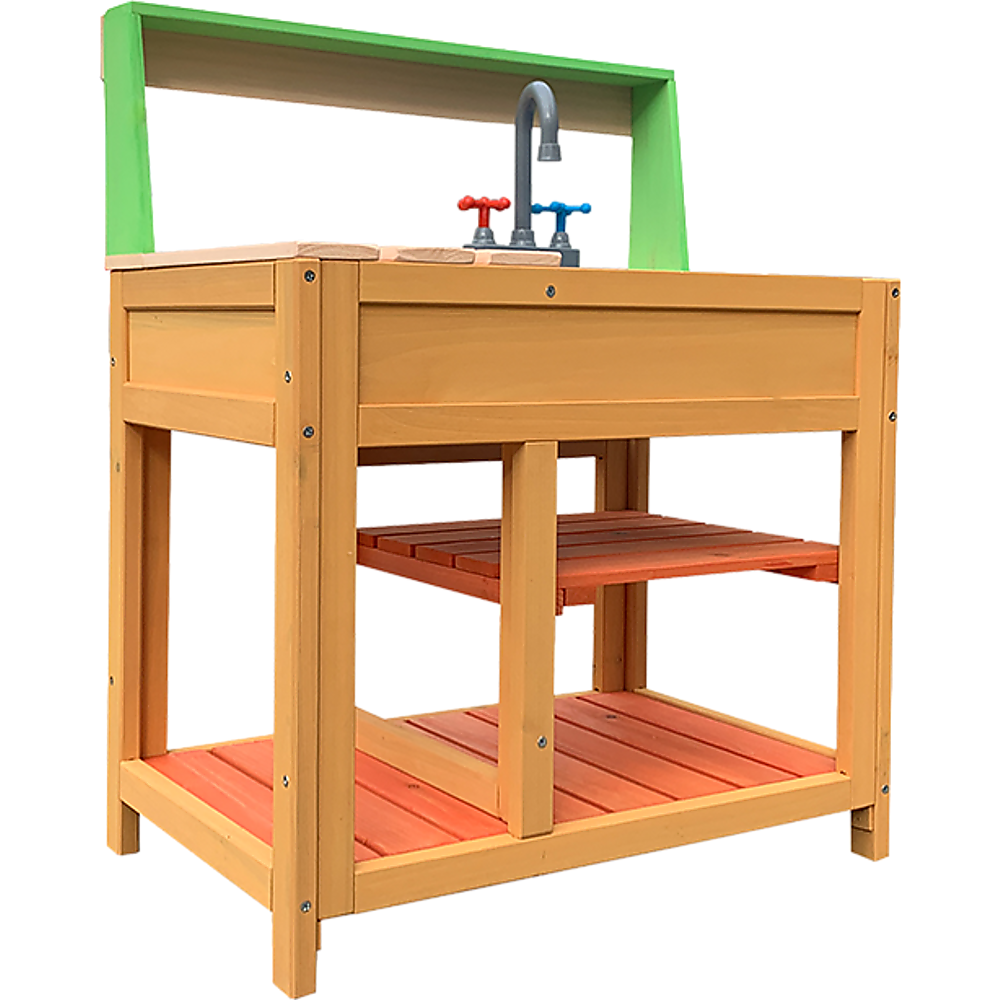 Children’s Outdoor Play Mud Kitchen Sand Pit with Display Shelf