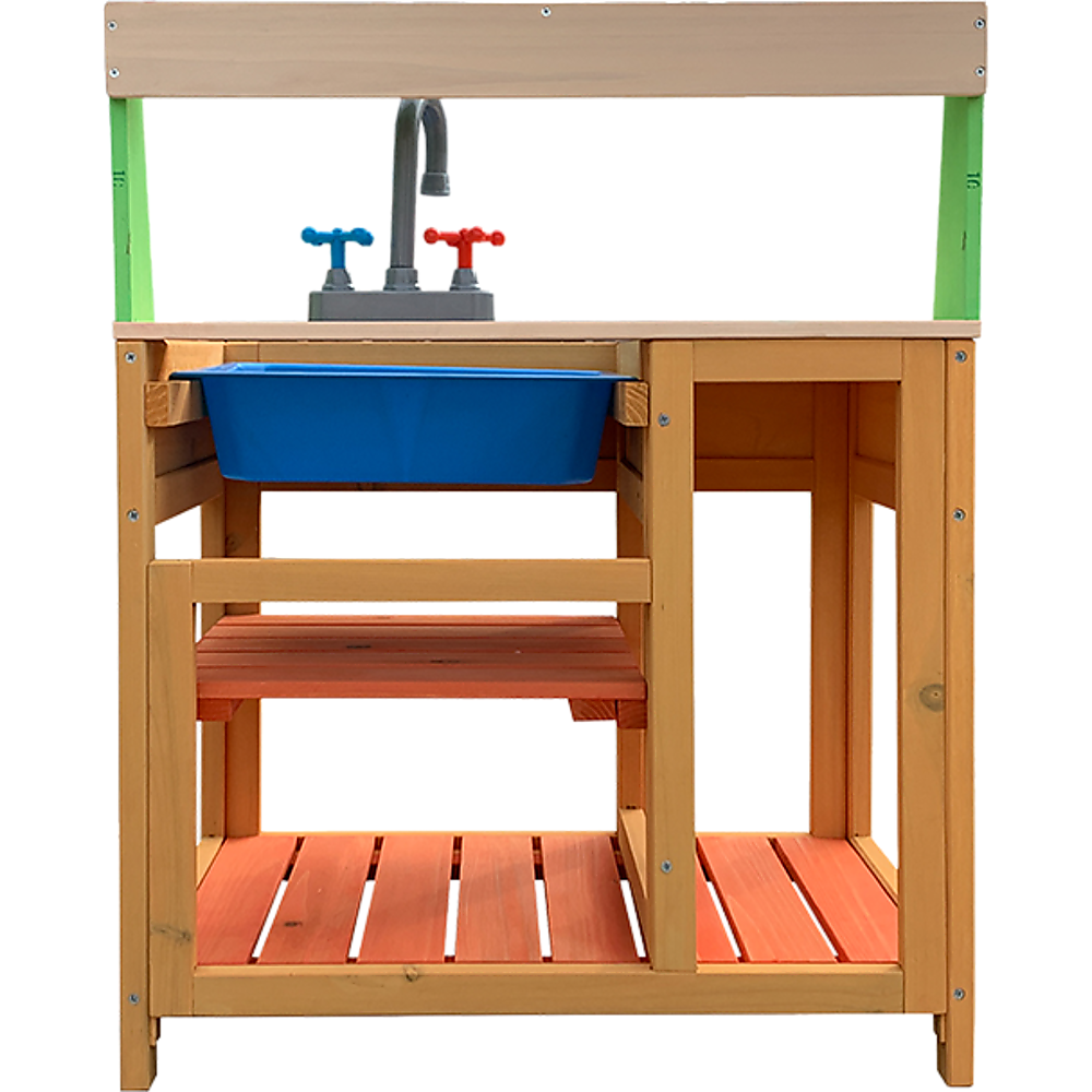 Children’s Outdoor Play Mud Kitchen Sand Pit with Display Shelf