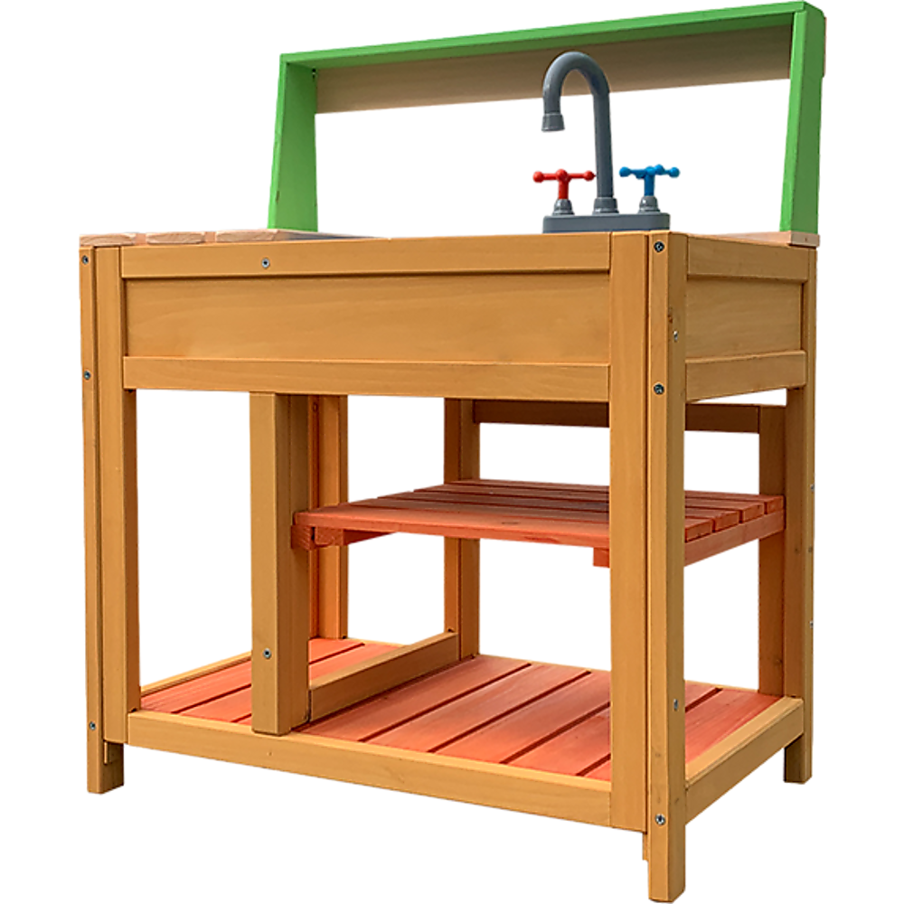 Children’s Outdoor Play Mud Kitchen Sand Pit with Display Shelf