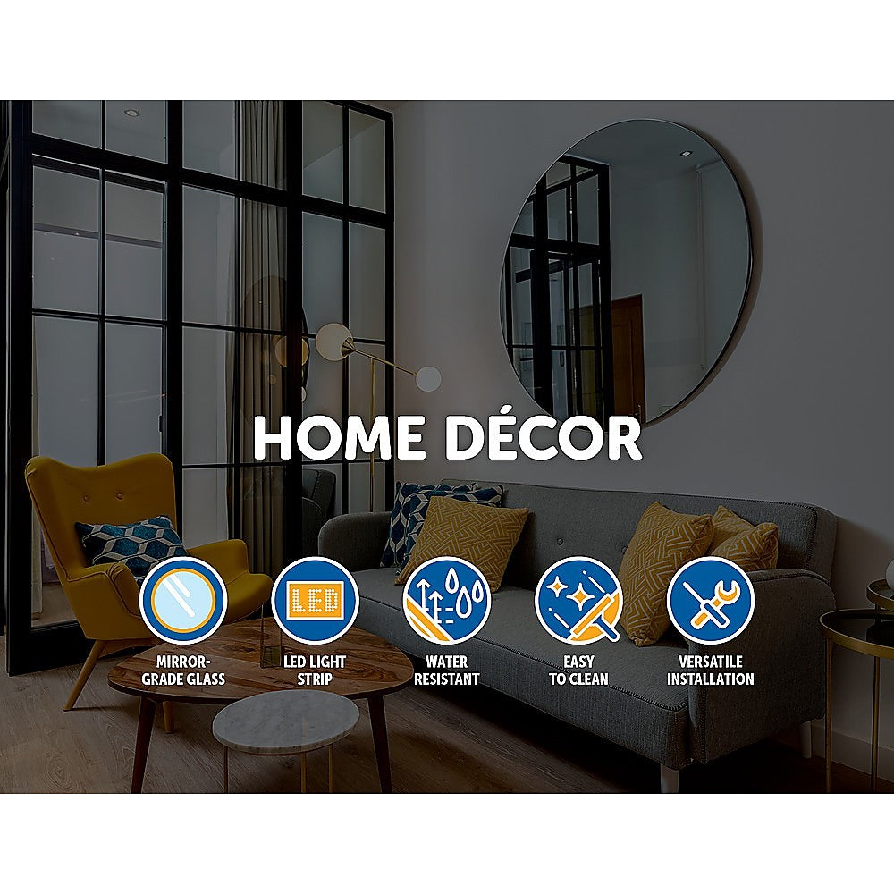 90cm LED Wall Mirror Bathroom Mirrors Light Decor Round