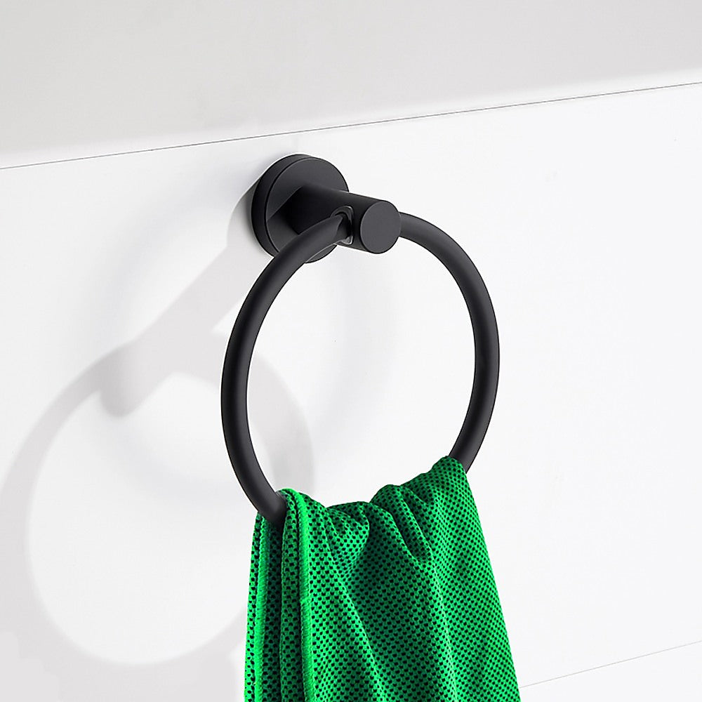 Classic Towel Bar Rail Ring Matte Black Finish