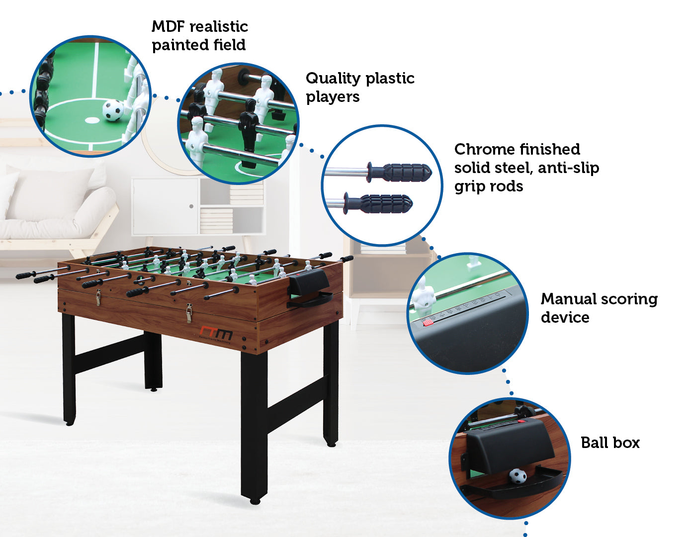 4FT 3-in-1 Games Foosball Soccer Hockey Pool Table