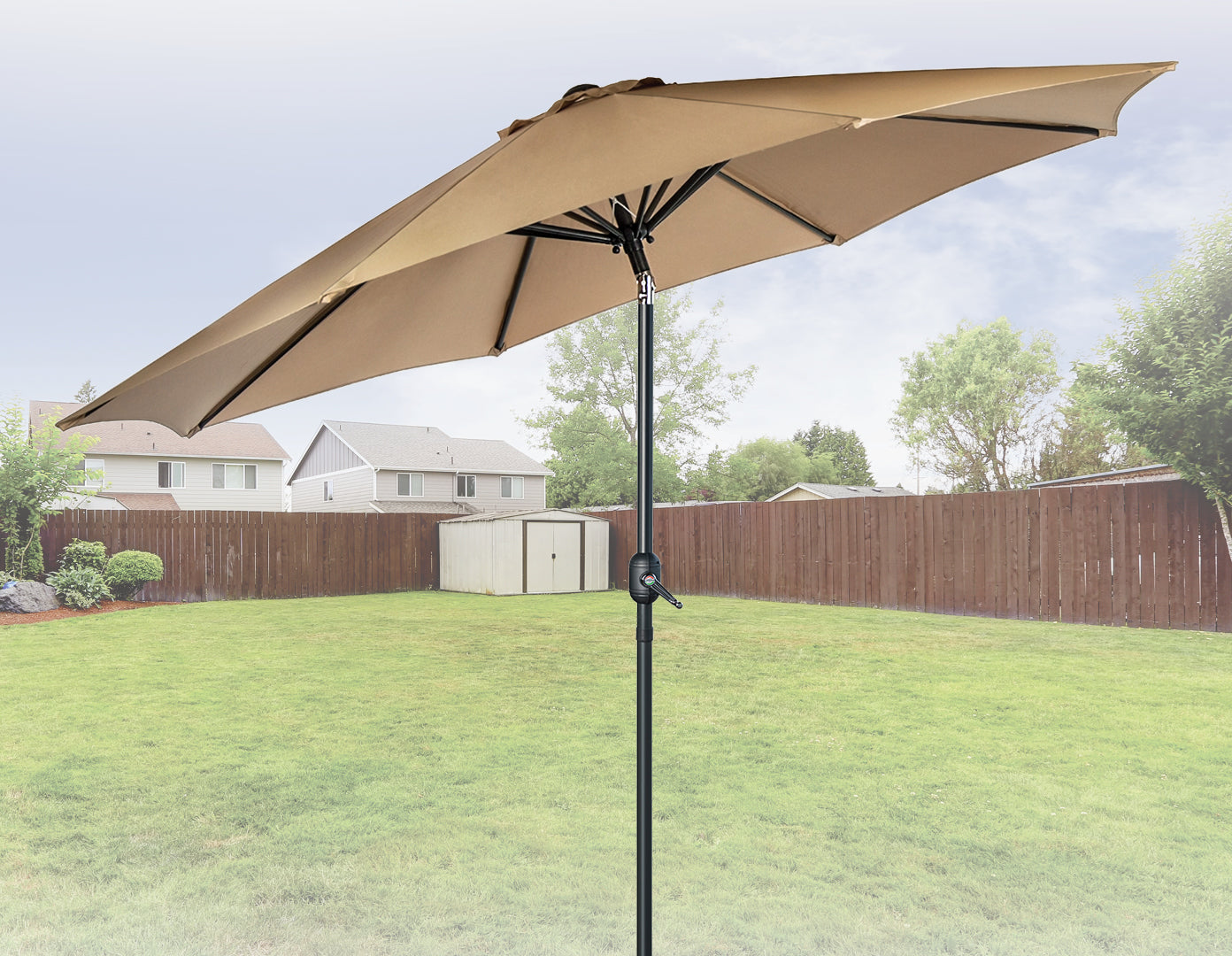 9FT Patio Umbrella Outdoor Garden Table Umbrella with 8 Sturdy Ribs