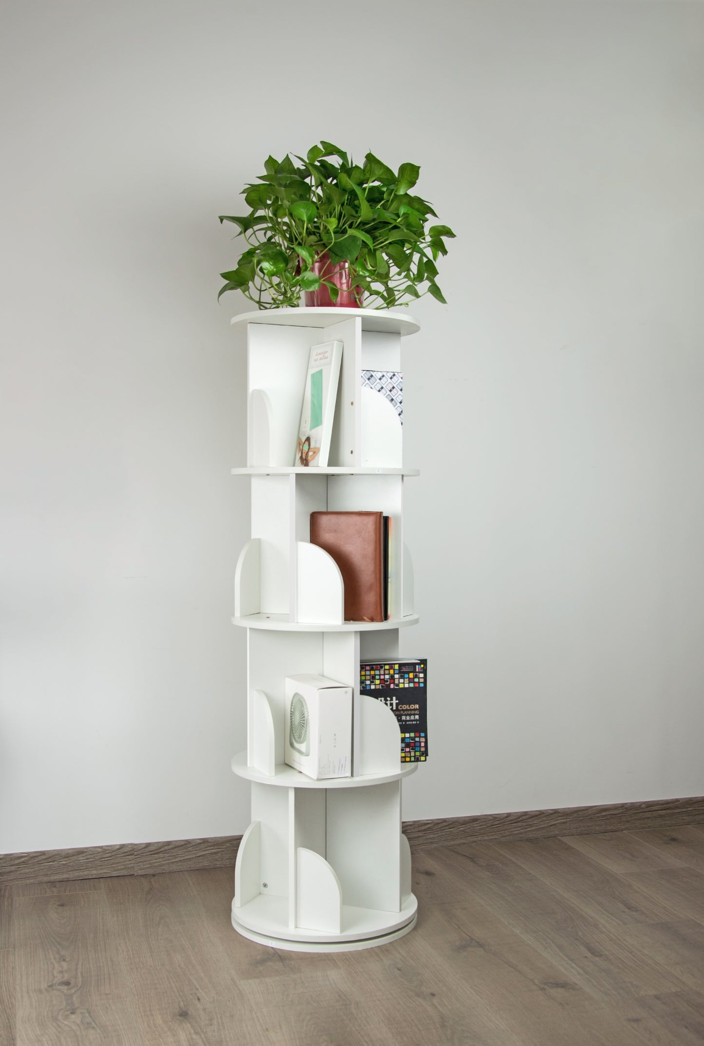 360-degree Rotating 4 Tier Display Shelf Bookcase Organiser