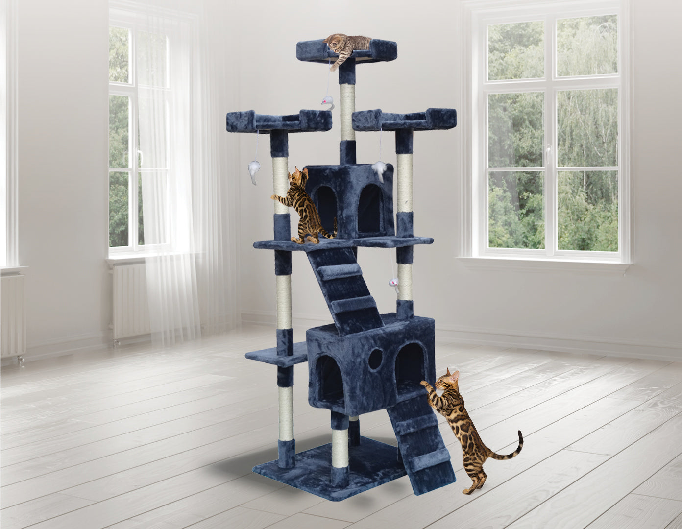 180cm Cat Tree Scratching Post Scratcher Tower Condo House Furniture Wood