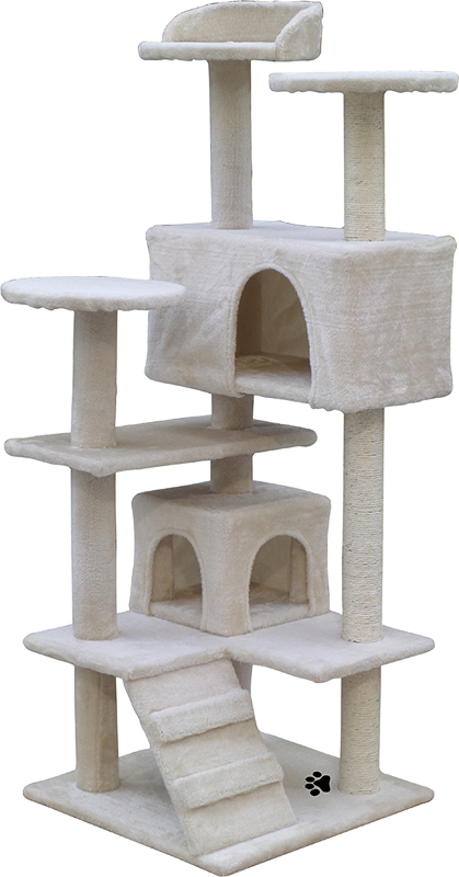 132cm Cat Tree Scratching Post Scratcher Tower Condo House Furniture Wood - Beige