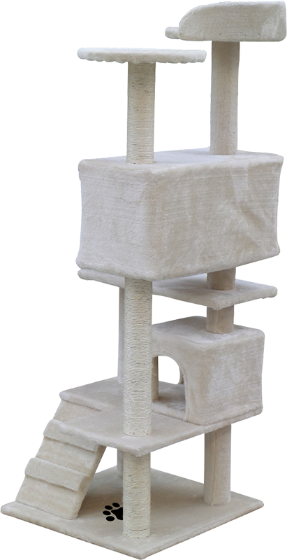 132cm Cat Tree Scratching Post Scratcher Tower Condo House Furniture Wood - Beige