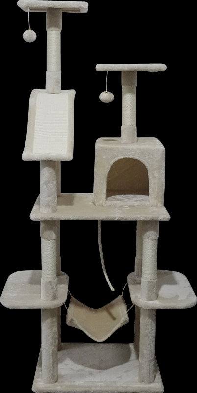 171cm Cat Tree Trees Scratching Post Scratcher Tower Condo House - Beige