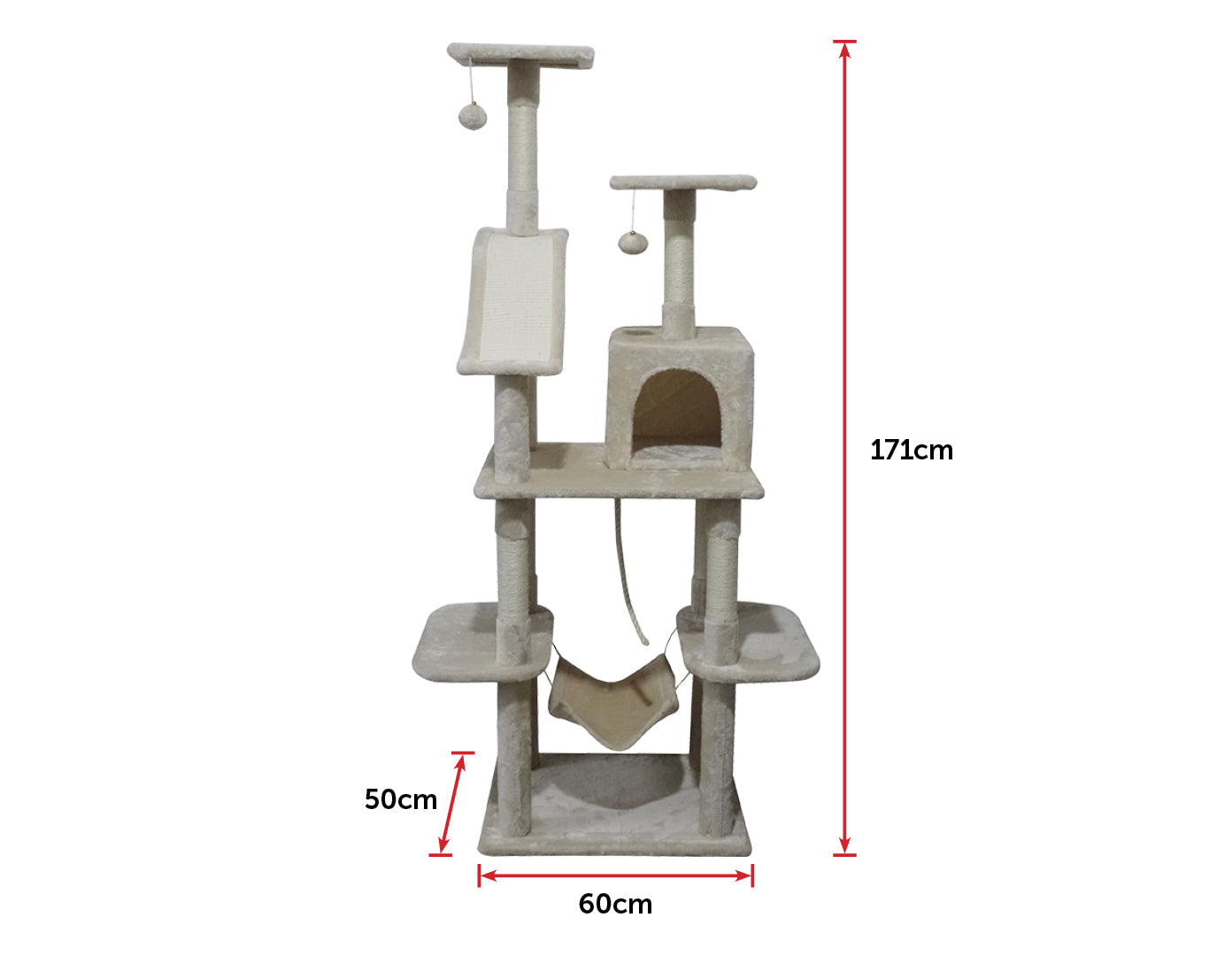 171cm Cat Tree Trees Scratching Post Scratcher Tower Condo House - Beige