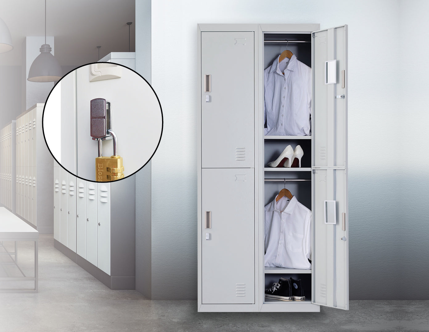 Four-Door Office Gym Shed Storage Locker