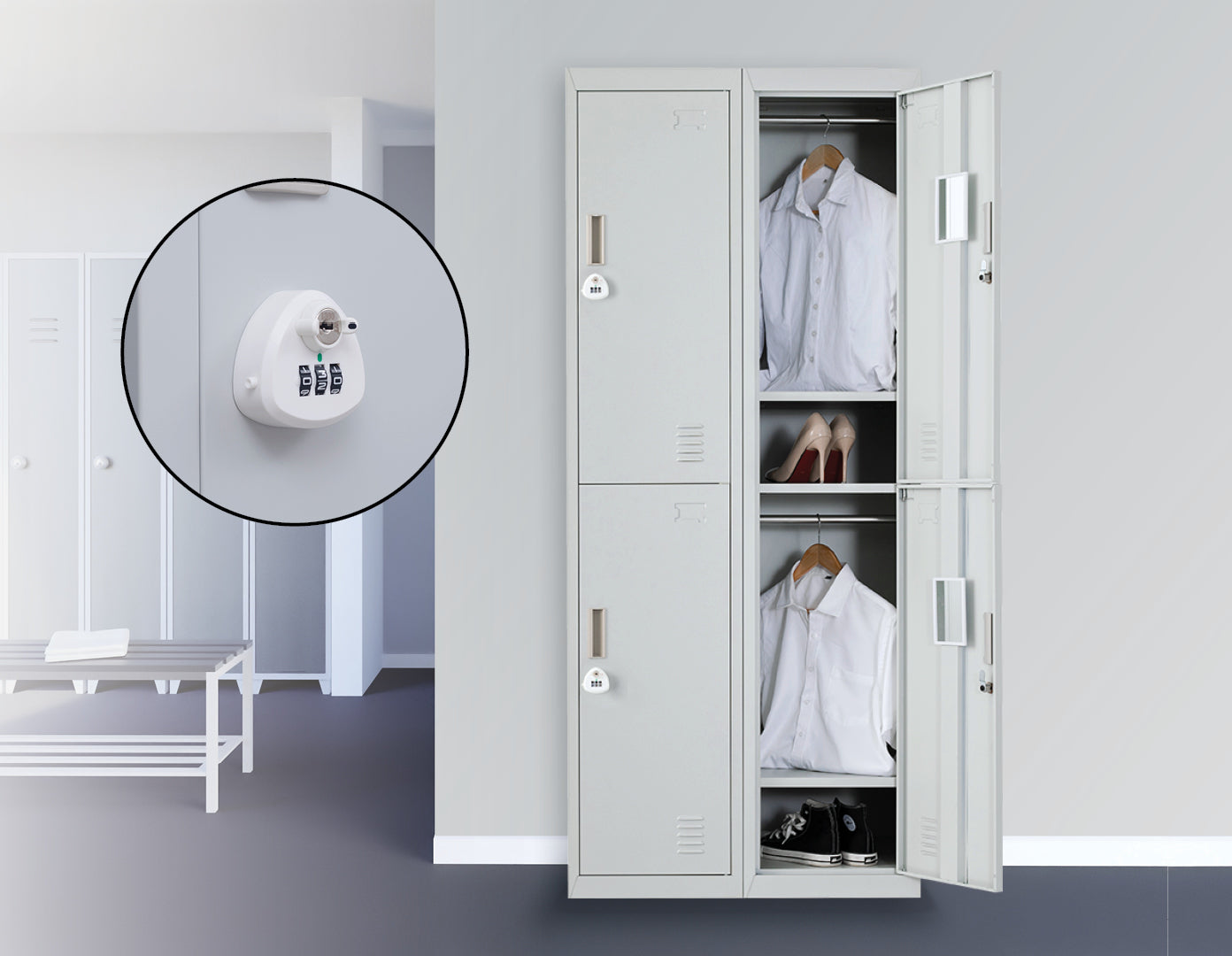 Four-Door Office Gym Shed Storage Locker