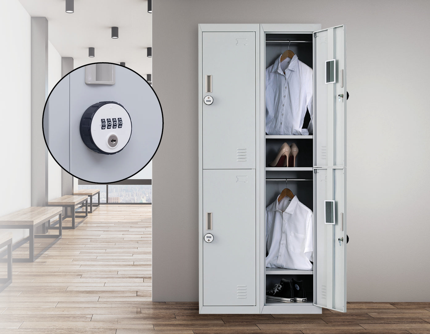 Four-Door Office Gym Shed Storage Locker
