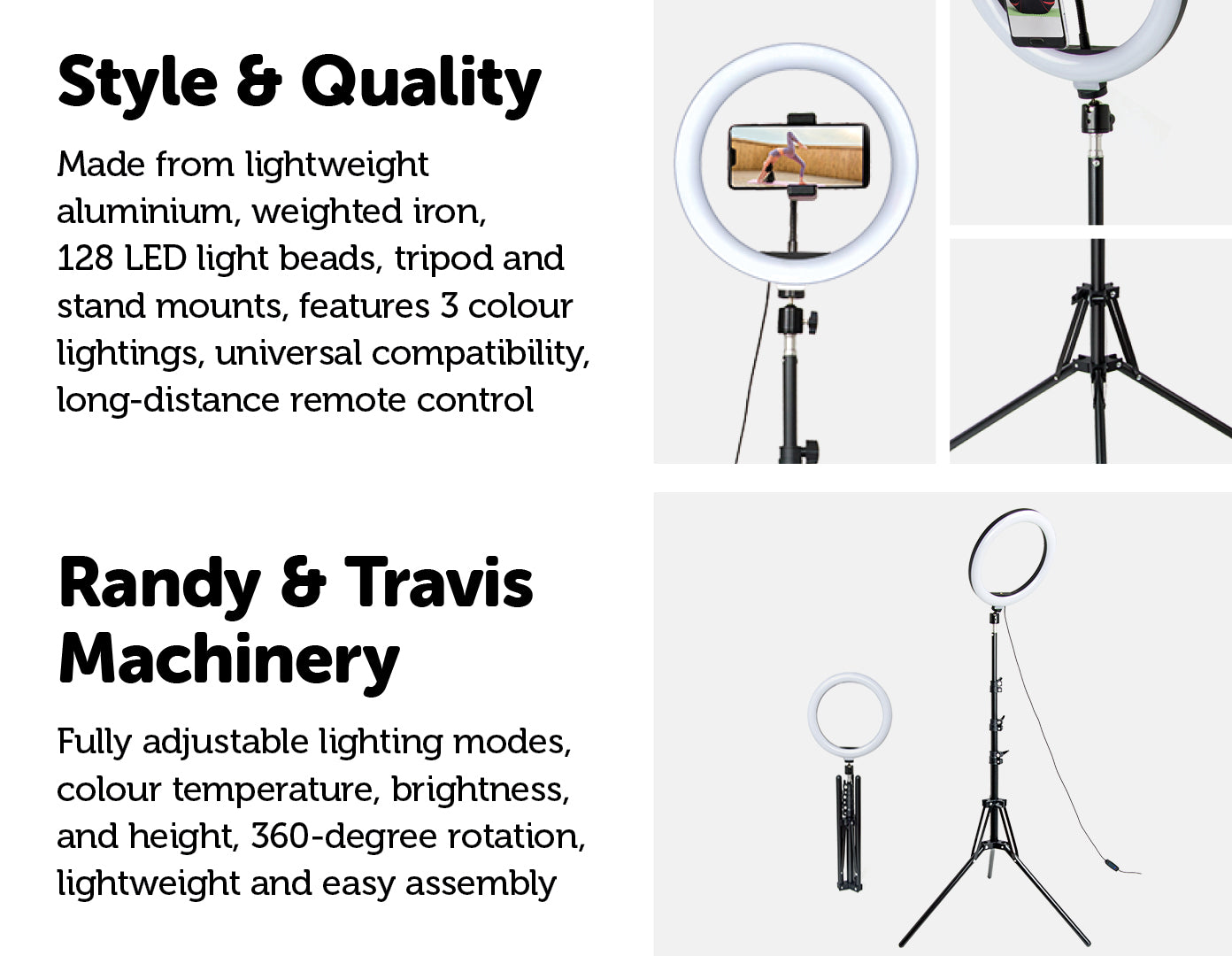 10" LED Selfie Ring Light with 1.6M Tripod Stand Phone Holder Photo Live Makeup
