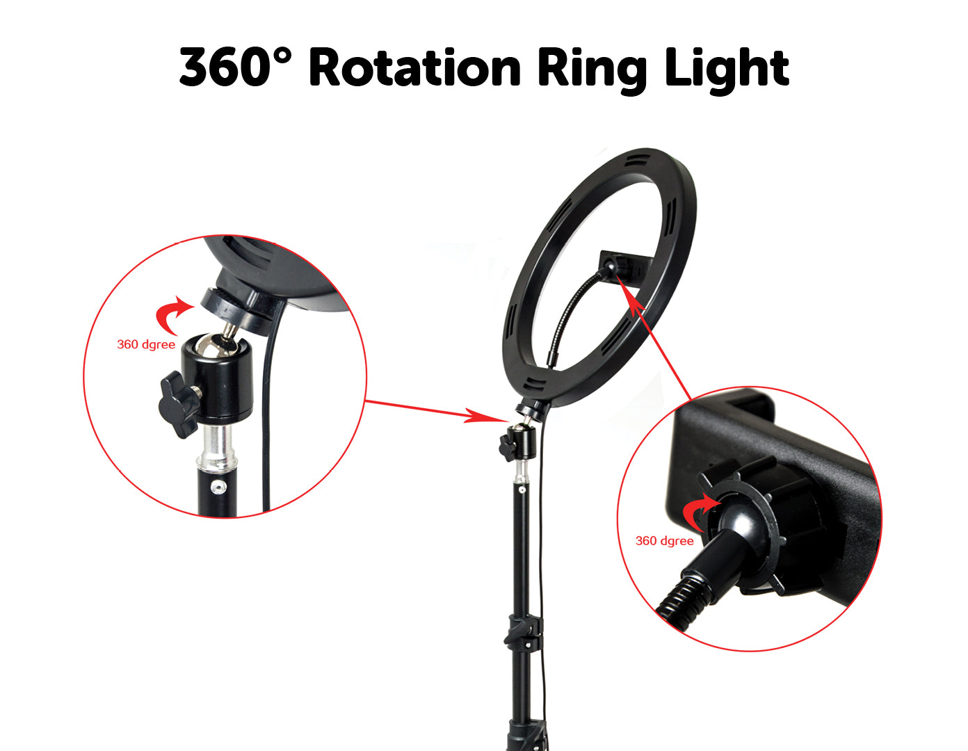 10" LED Selfie Ring Light with 1.6M Tripod Stand Phone Holder Photo Live Makeup
