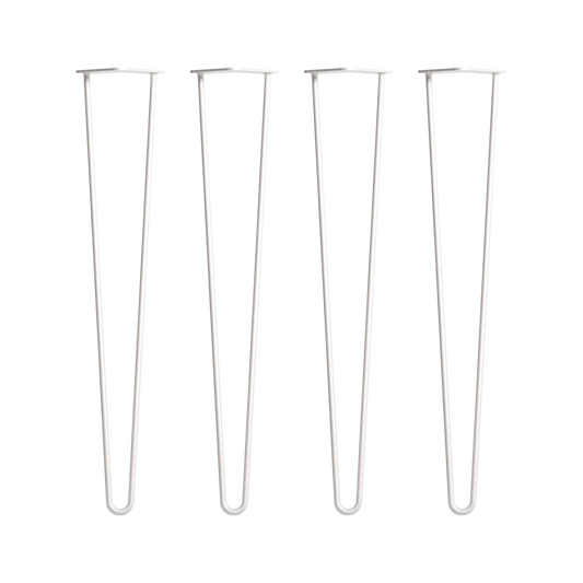 Set of 4 Industrial Retro Hairpin Table Legs 12mm Steel Bench Desk - 71cm White
