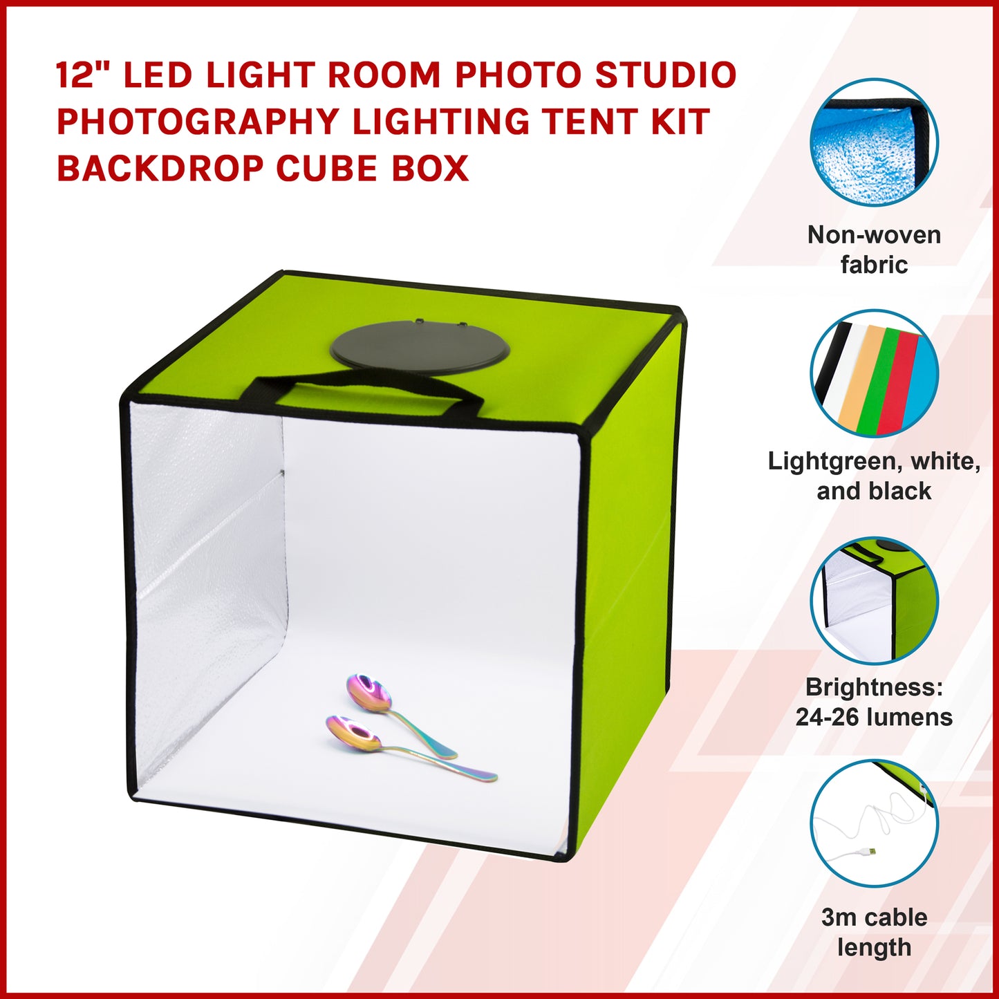 12'' LED Light Room Photo Studio Photography Lighting Tent Kit Backdrop Cube Box