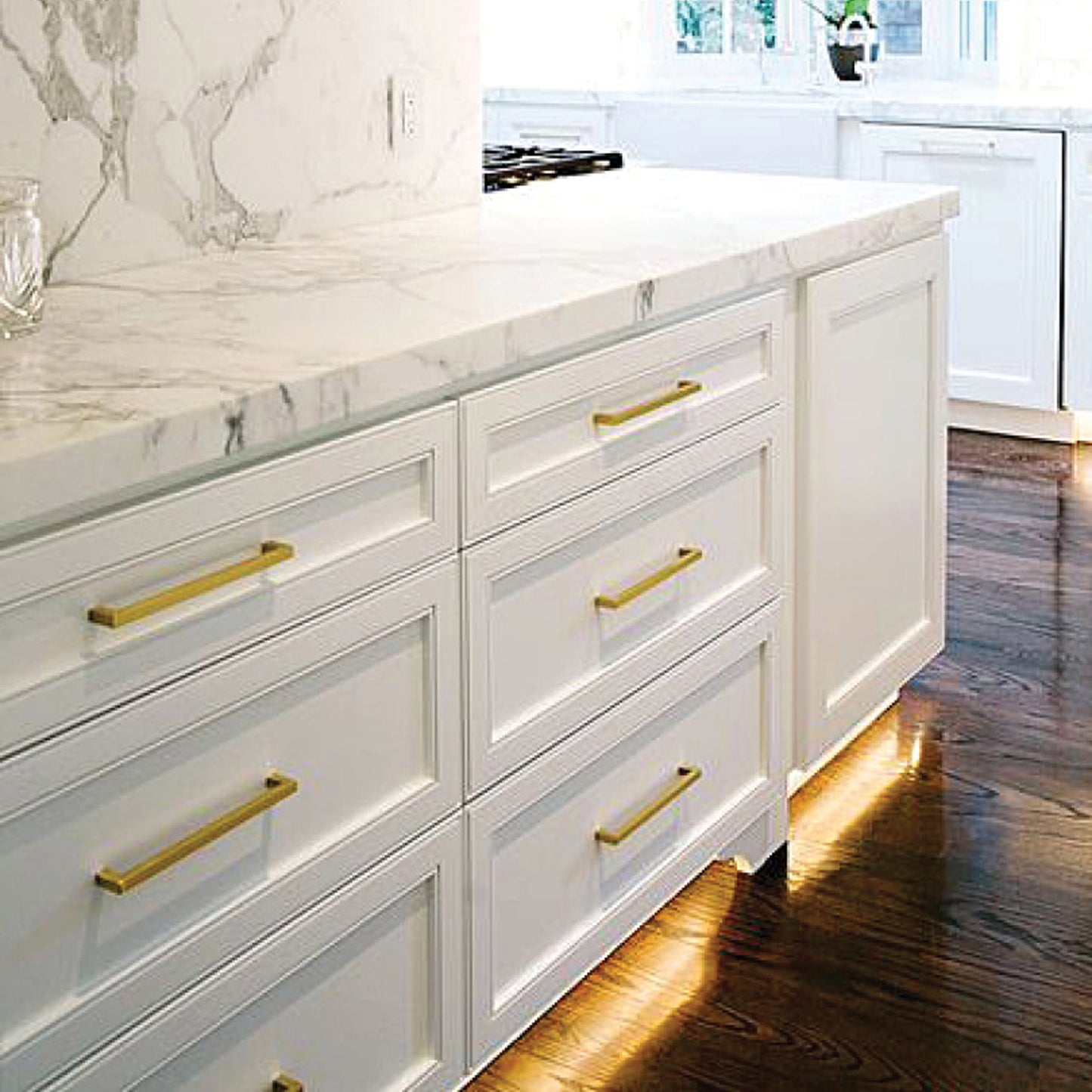 15 x Brushed Brass Drawer Pulls Kitchen Cabinet Handles - Gold Finish 128mm