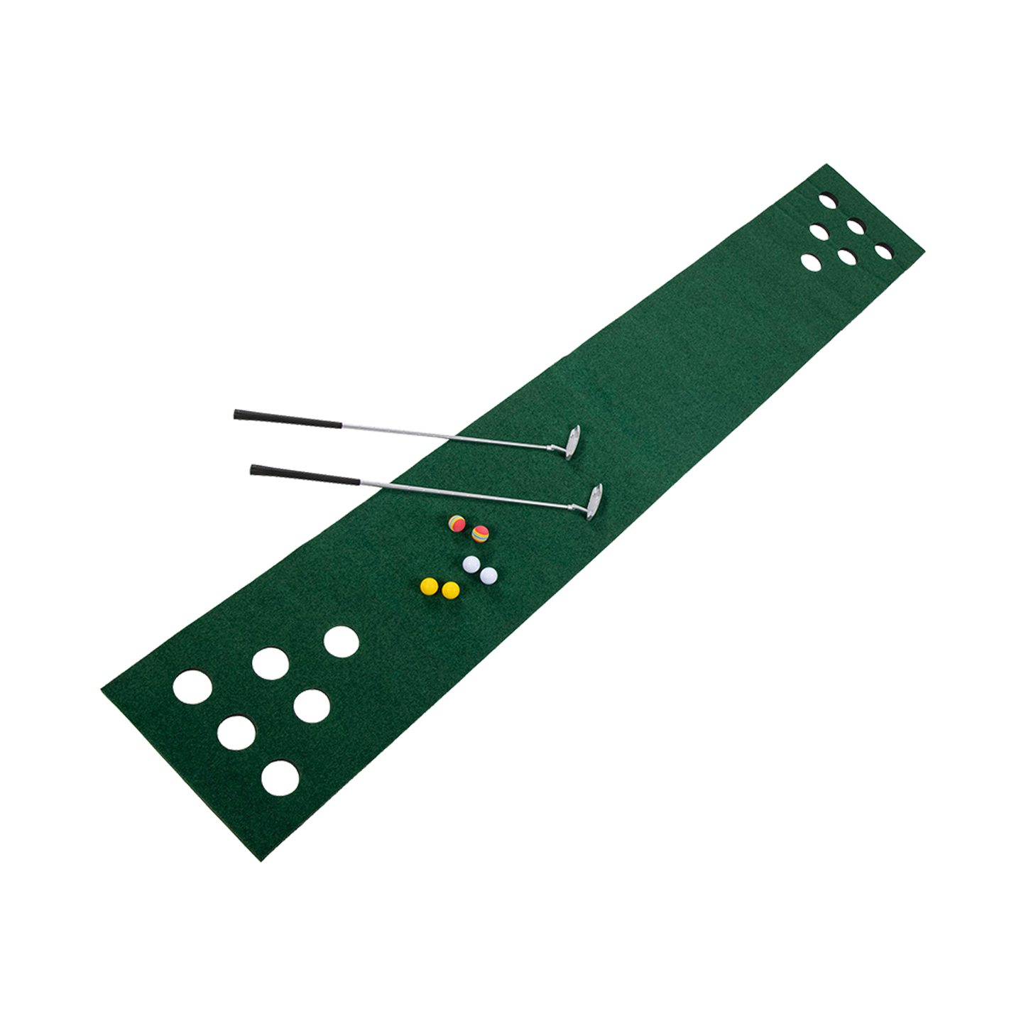 Golf Beer Pong Game Toy Set Green Golf Putting Matt with 2 Putters, 6 Balls