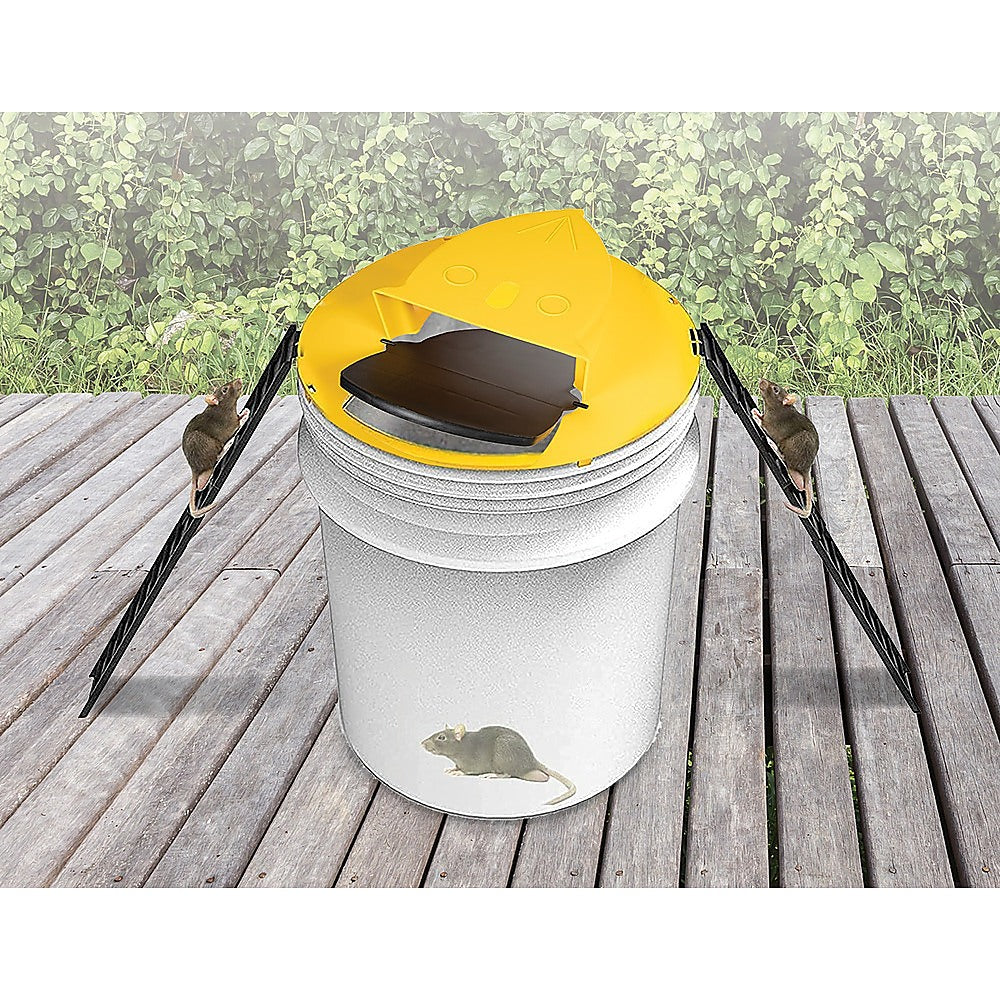 2x Flip N Slide Bucket Lid Mouse Rat Trap Automatic Mouse Trap With Ladder Reusable