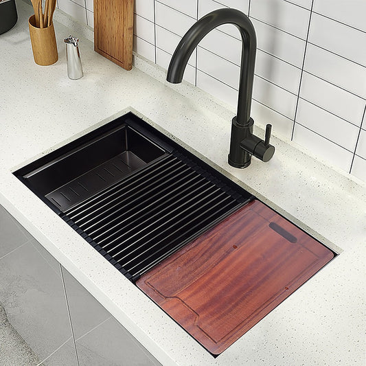 BRIENZ 32-inch Nano Workstation Ledge Undermount 16 Gauge Stainless Steel Kitchen Sink Single Bowl