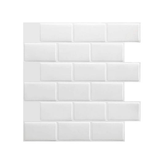 Tiles 3D Peel and Stick Wall Tile Hexagon White (30cm x 30cm x 10 sheets)