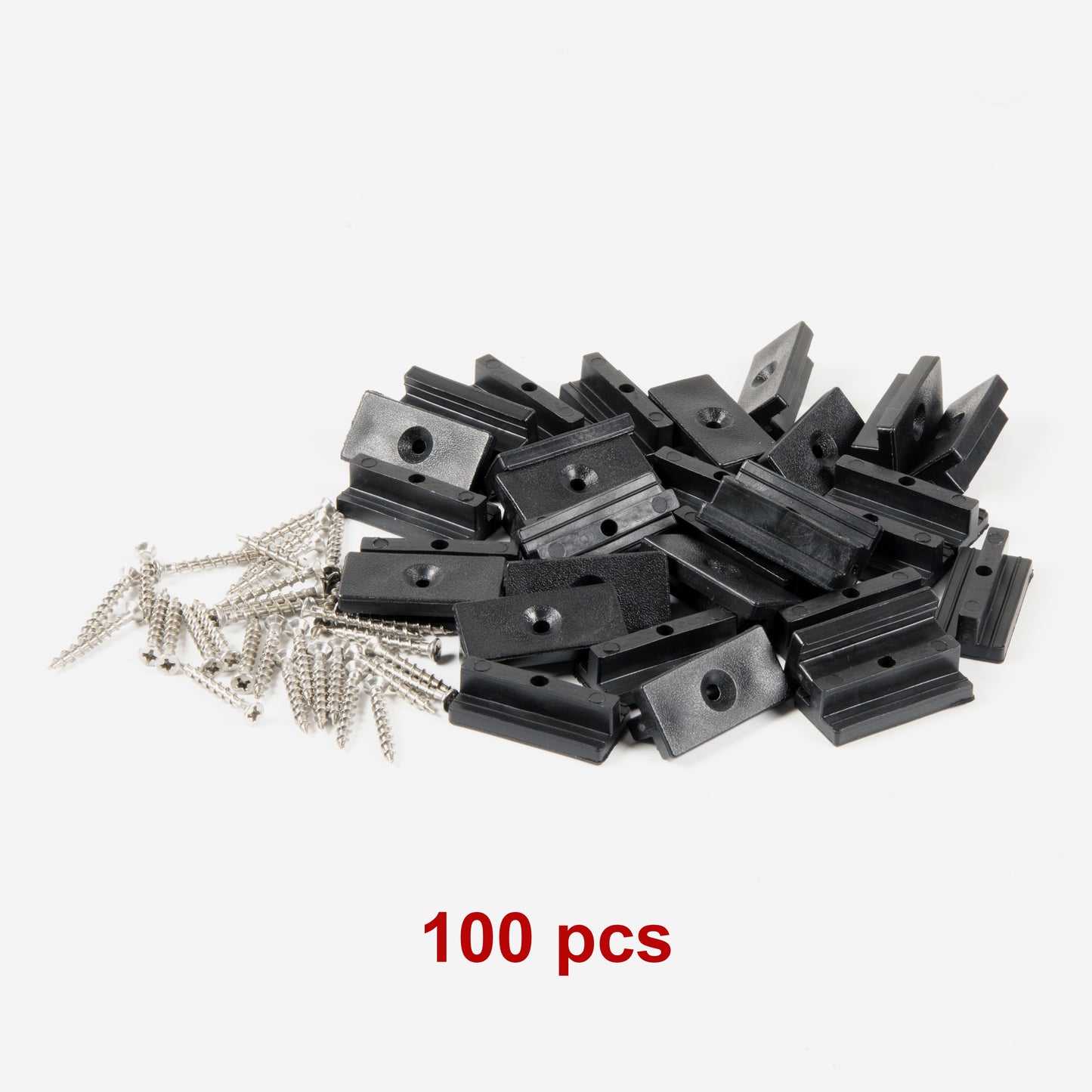 100 Composite Decking Hidden Fixing Fasteners Plastic T Clips & Black Screws