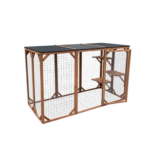 180cm Large Cat Enclosure Wooden Outdoor Cage with 3 Platforms
