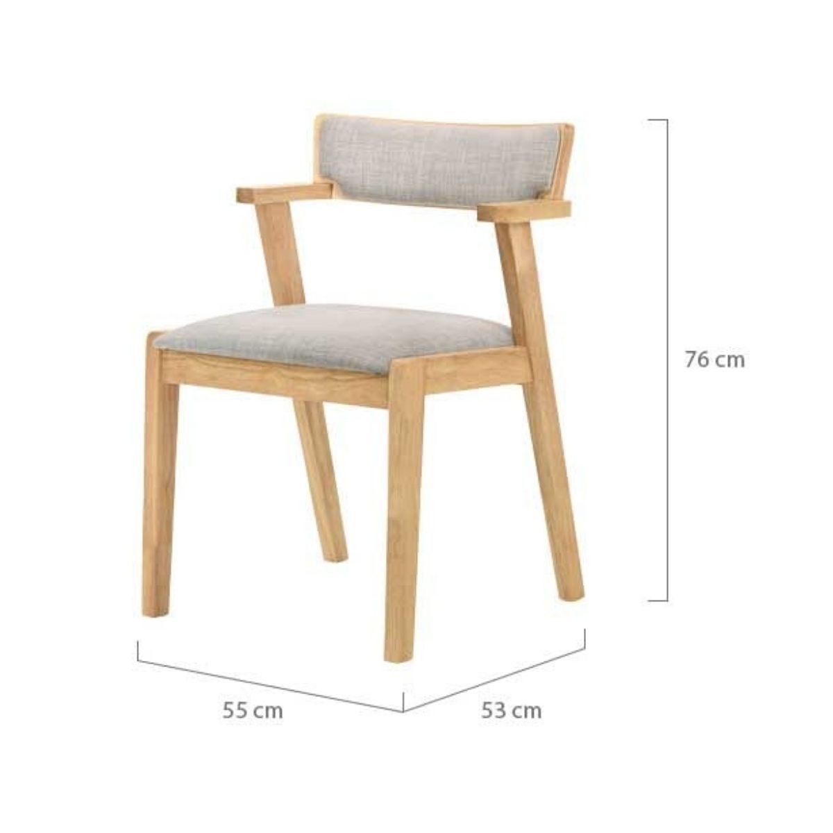 Elmo Dining Chair with Arm Rest in Natural