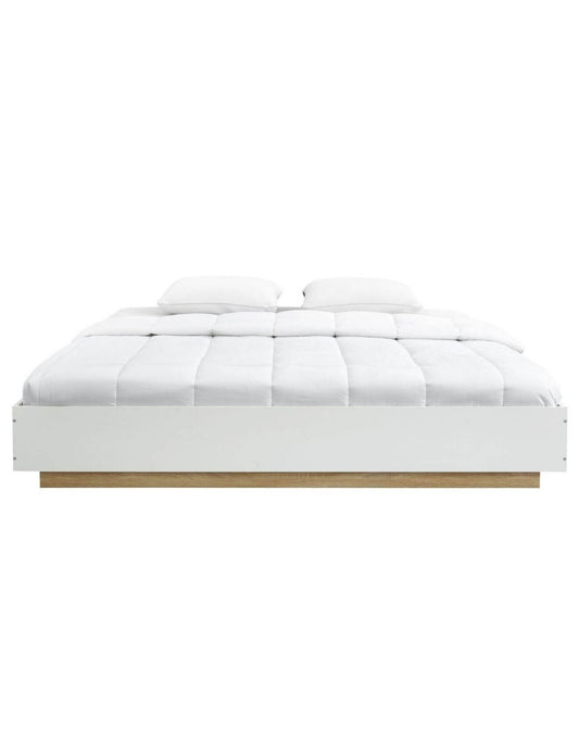 Aiden Industrial Contemporary White Oak Bed Base