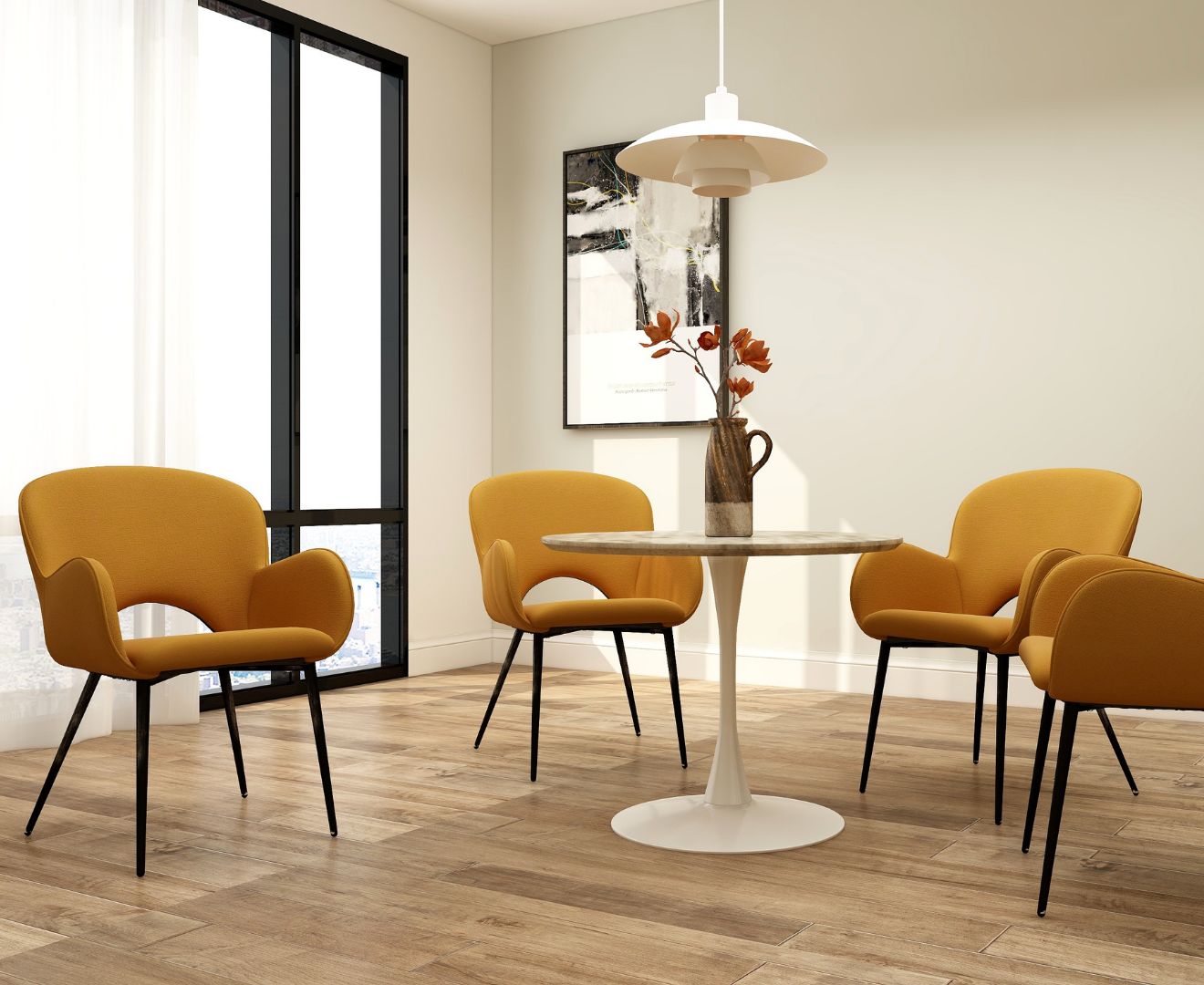 Orange Jeffrey Joan 5 Piece Dining Set