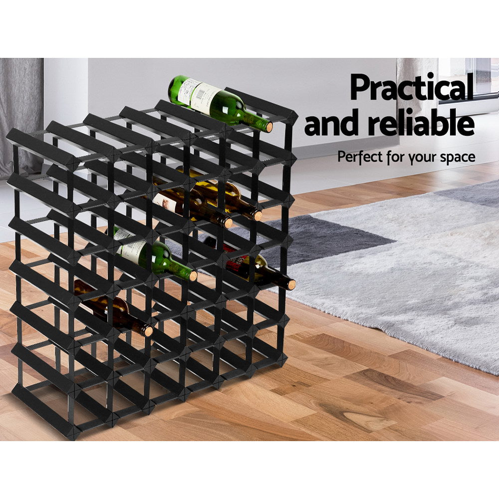 Artiss 42 Bottle Timber Wine Rack Wooden Storage Wall Racks Holders Cellar Black