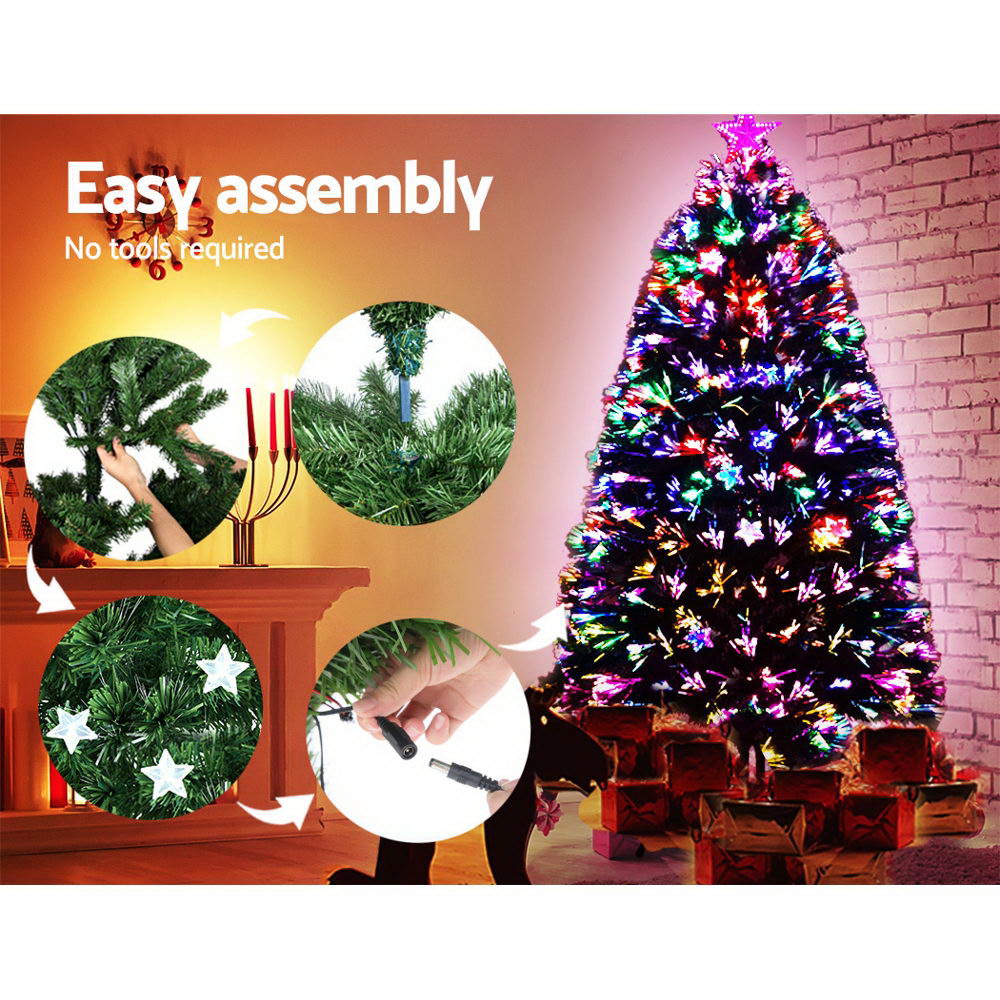 Jingle Jollys 1.5M 5FT LED Christmas Tree Xmas Optic Fiber Multi Colour Lights