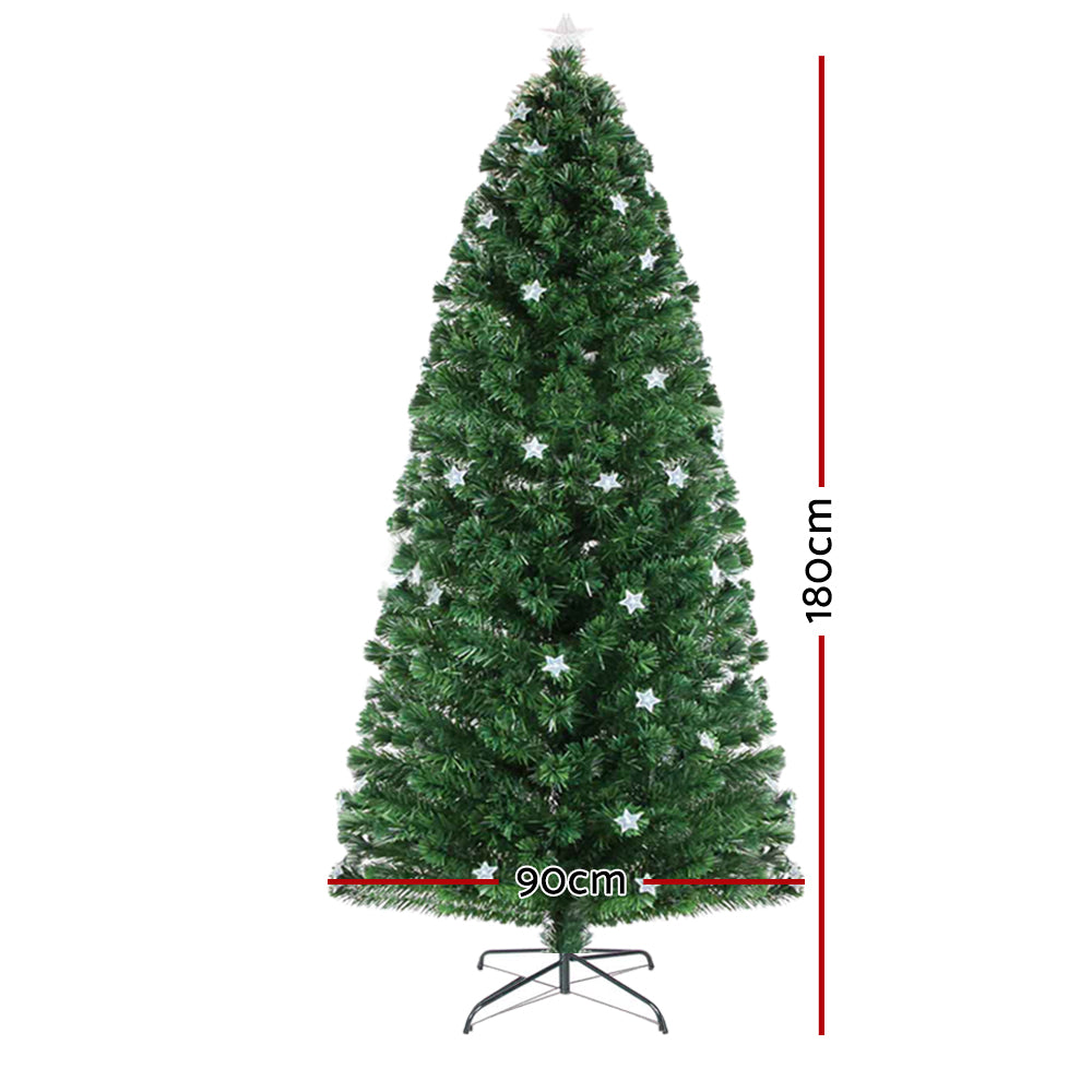 Jingle Jollys 1.8M 6FT LED Christmas Tree Xmas Optic Fiber Multi Colour Lights