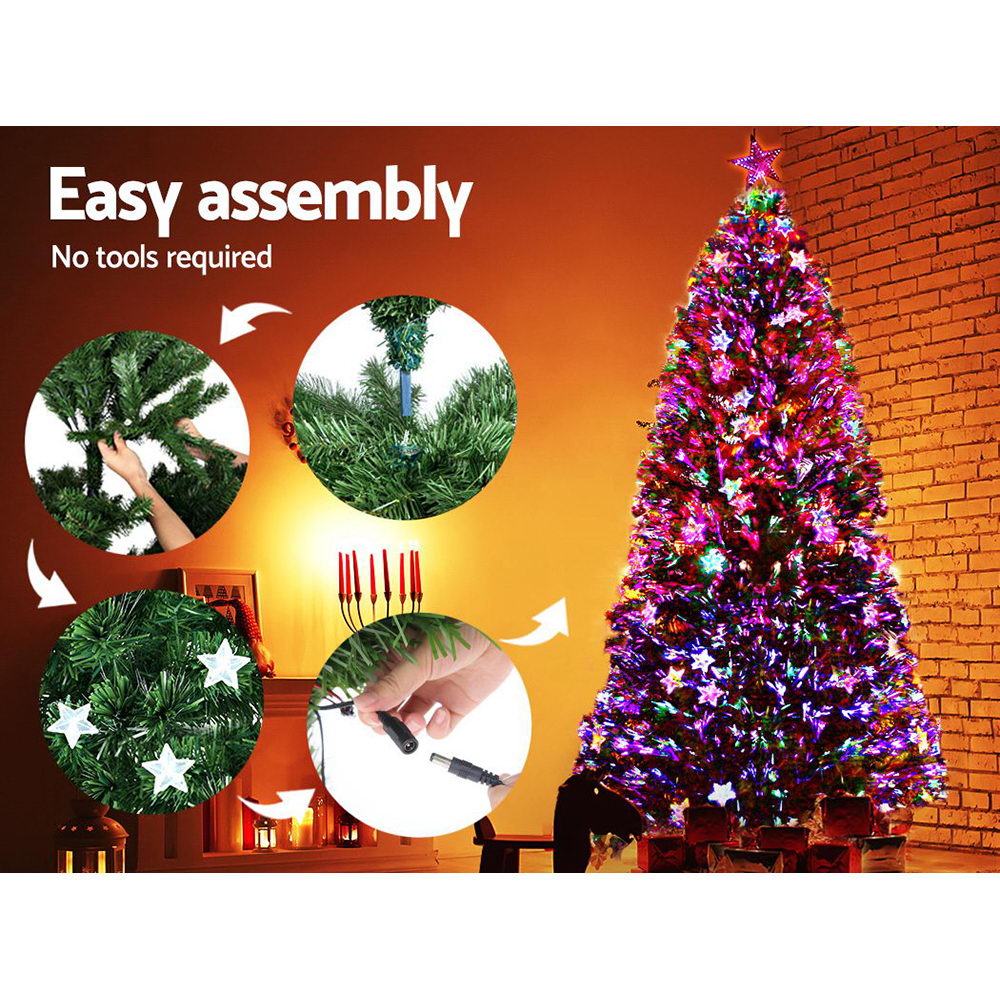 Jingle Jollys 1.8M 6FT LED Christmas Tree Xmas Optic Fiber Multi Colour Lights