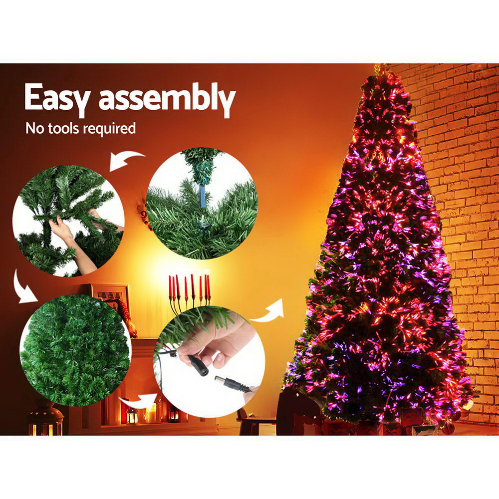 Jingle Jollys 1.8M 6FT LED Christmas Tree Optic Fiber Xmas Multi Colour Lights