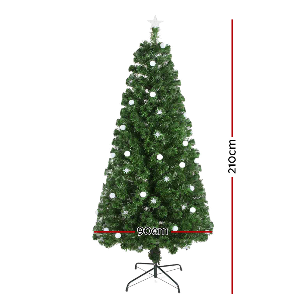 Jingle Jollys 2.1M 7FT LED Christmas Tree Optic Fiber Xmas Multi Colour Lights