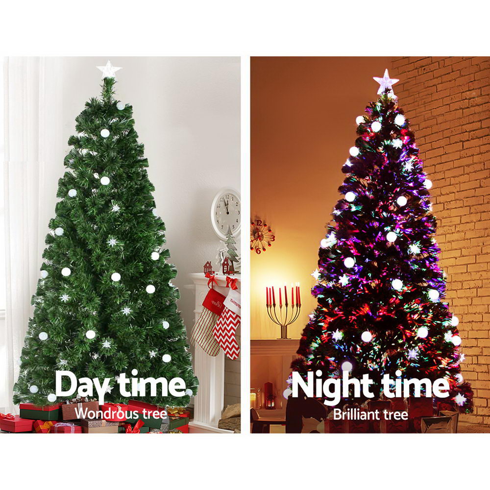 Jingle Jollys 2.1M 7FT LED Christmas Tree Optic Fiber Xmas Multi Colour Lights