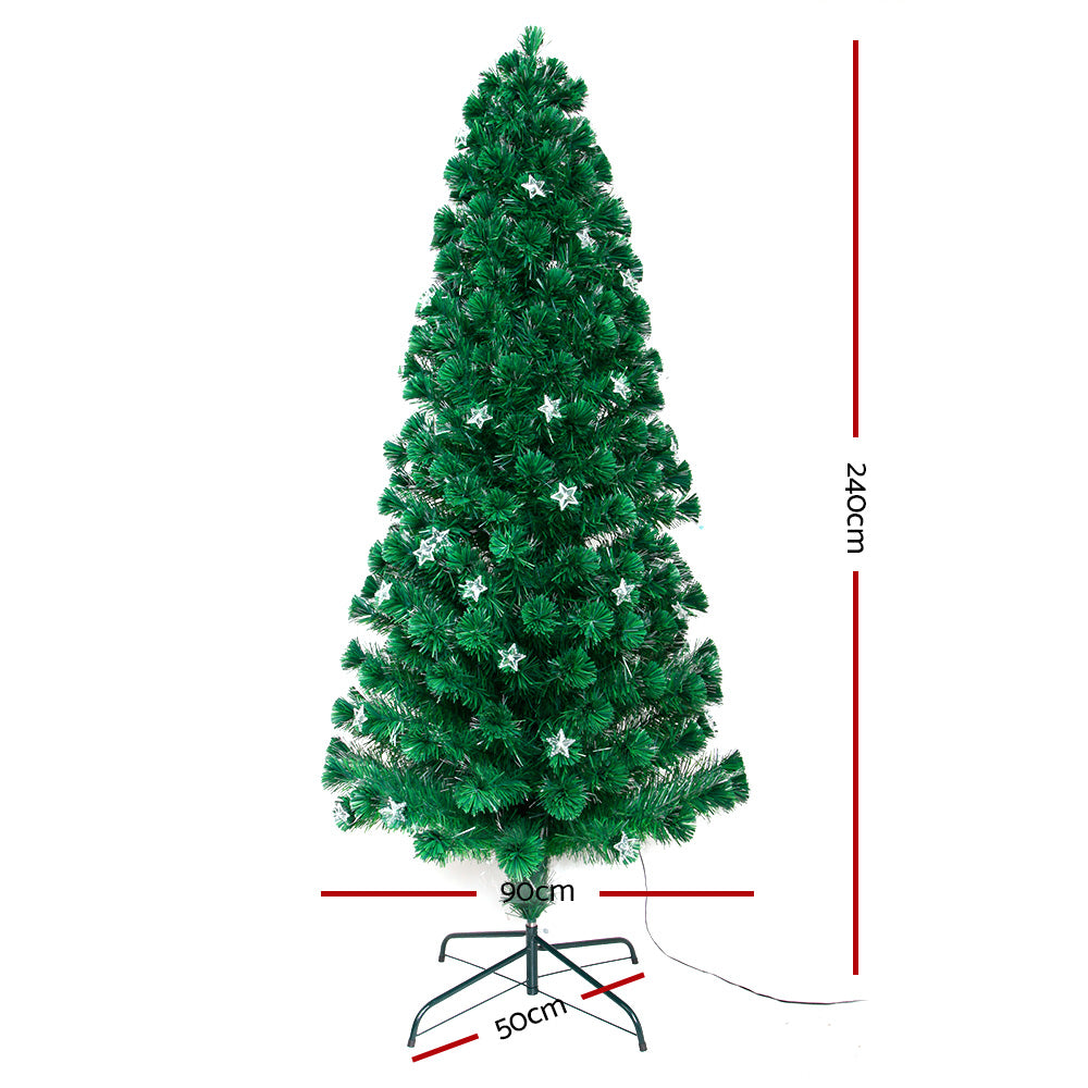 Jingle Jollys 2.4M 8FT LED Christmas Tree Xmas Optic Fiber Multi Colour Lights